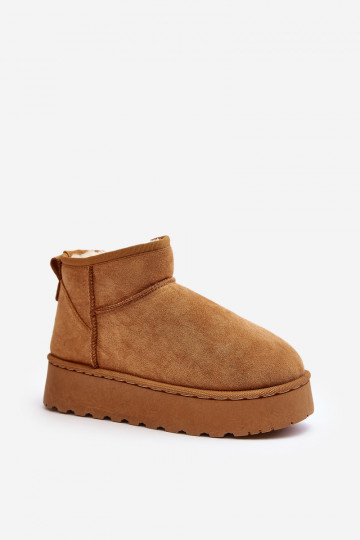 Botas de nieve Femenino con una plataforma calentamiento con pelo dentro color marrón Xamella