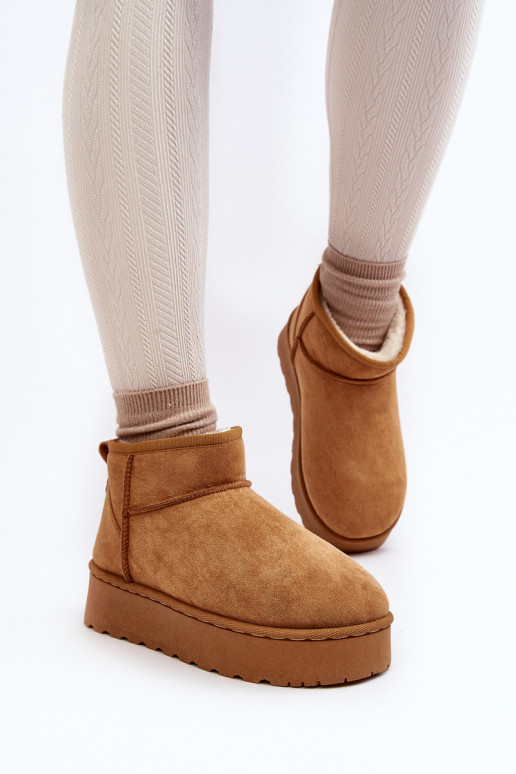 Botas de nieve Femenino con una plataforma calentamiento con pelo dentro color marrón Xamella Botas de nieve Femenino con una plataforma calentamiento con pelo dentro color marrón Xamella