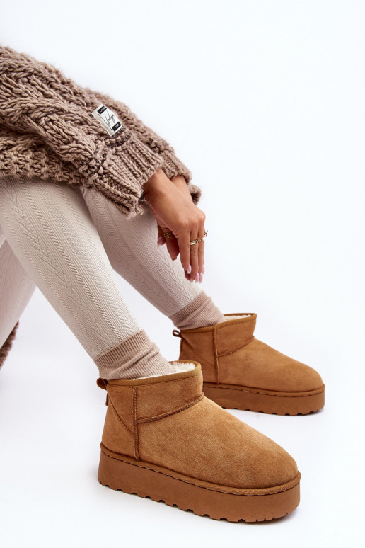 Botas de nieve Femenino con una plataforma calentamiento con pelo dentro color marrón Xamella Botas de nieve Femenino con una plataforma calentamiento con pelo dentro color marrón Xamella