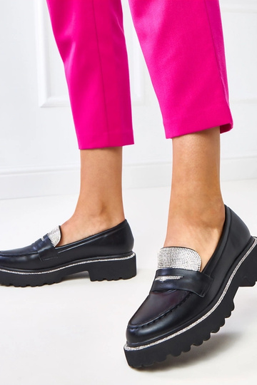 Mocasines negros para mujer con circonitas "Kejti" 2