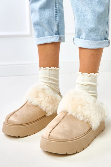 Botas de nieve cortas acolchadas con piel y goma Eija color arena
