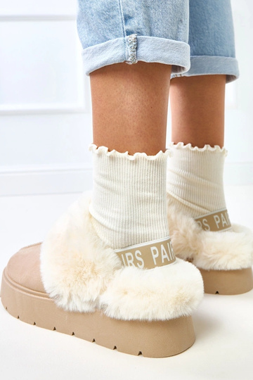 Botas de nieve cortas acolchadas con piel y goma Eija color arena 2