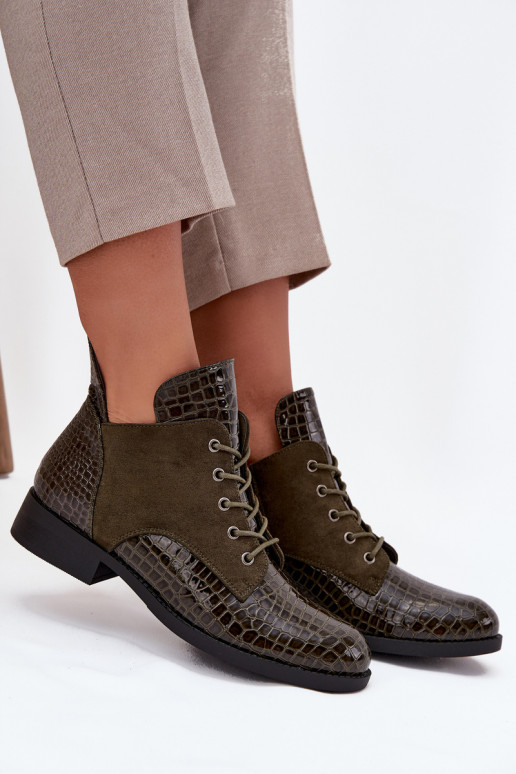 con efecto barniz Botas de mujer Con decoraciones Tłoczeniem calentamiento Vinceza 16477 de color caqui con efecto barniz Botas de mujer Con decoraciones Tłoczeniem calentamiento Vinceza 16477 de color caqui