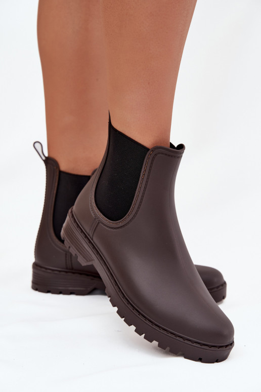Botas de goma FemeninoElastycznymi ENstaAkami CzekoladoAe Ciariel