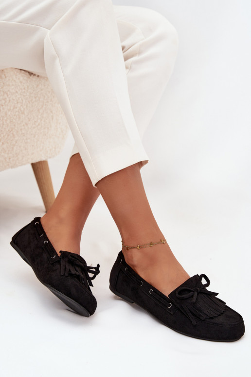 mocasines de mujer con flecos I Kokardką de color negro Olivianne mocasines de mujer con flecos I Kokardką de color negro Olivianne
