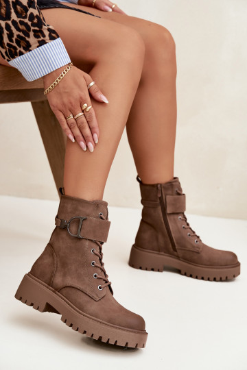 botines de trabajo Femeninocalentamiento con tacones decorados beige Ulivine