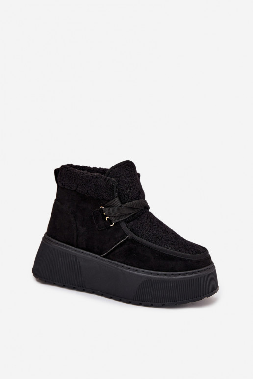 Botas de nieve Femenino con una plataforma con un abrigo de piel de color negro Florivelle Botas de nieve Femenino con una plataforma con un abrigo de piel de color negro Florivelle