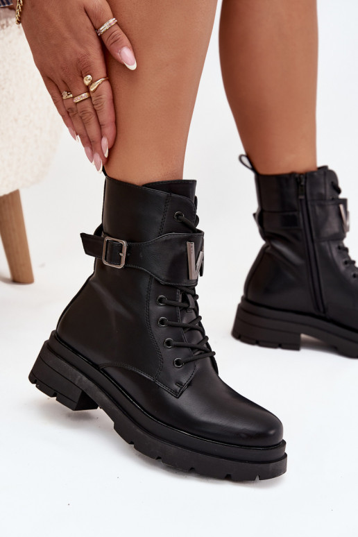 botines de trabajo Femenino Eko Piel con tacones decorados de color negro Ylianne botines de trabajo Femenino Eko Piel con tacones decorados de color negro Ylianne