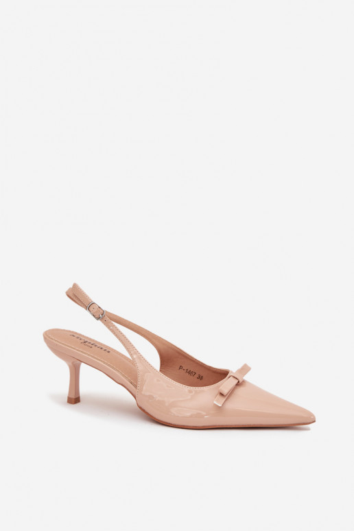 con efecto barniz Zapatos con tacones finos con cintas Nude Olvena