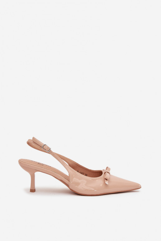 con efecto barniz Zapatos con tacones finos con cintas Nude Olvena
