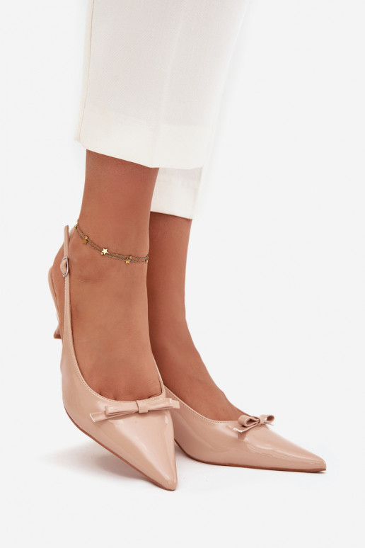con efecto barniz Zapatos con tacones finos con cintas Nude Olvena
