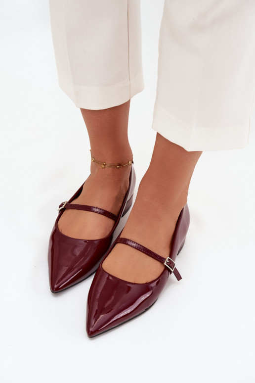 Bailarinas lacadas Activado Sutilm Obcasie con correas borgoña Isvella Bailarinas lacadas Activado Sutilm Obcasie con correas borgoña Isvella