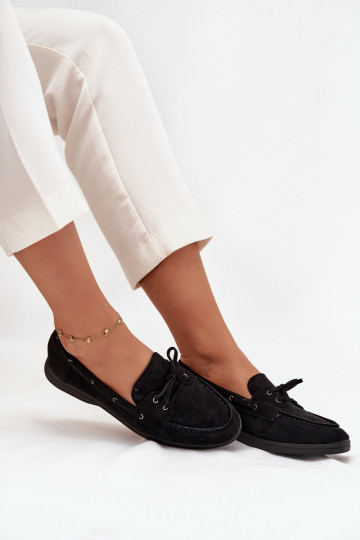 Mocasines de mujer sin tacón con detalles elegantes color negro Zalina