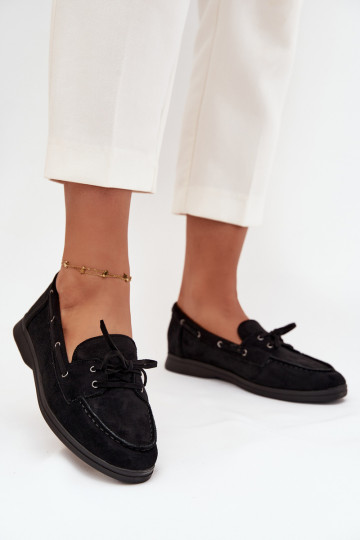 Mocasines de mujer sin tacón con detalles elegantes color negro Zalina 2