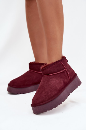 De moda de gamuza Bajo Botas de nieve borgoña Nucca 2