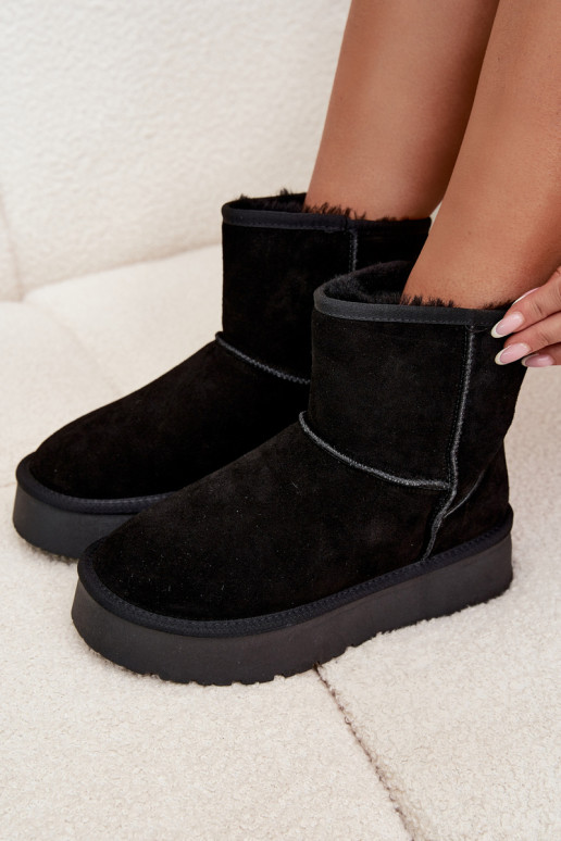 Botas de nieve FemeninoActivadoturalnego de gamuzau con una plataforma de color negro Privine Botas de nieve FemeninoActivadoturalnego de gamuzau con una plataforma de color negro Privine