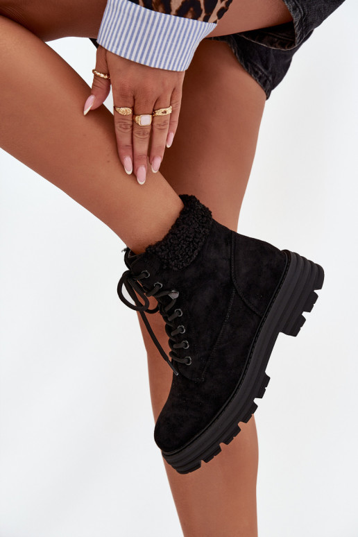 calentamiento zapatos Botas de mujer con cordones de color negro Lyrinne calentamiento zapatos Botas de mujer con cordones de color negro Lyrinne