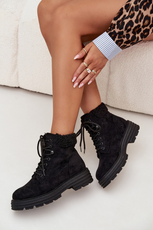 calentamiento zapatos Botas de mujer con cordones de color negro Lyrinne calentamiento zapatos Botas de mujer con cordones de color negro Lyrinne