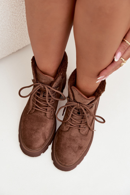 calentamiento zapatos Botas de mujer con cordones color marrón Lyrinne calentamiento zapatos Botas de mujer con cordones color marrón Lyrinne