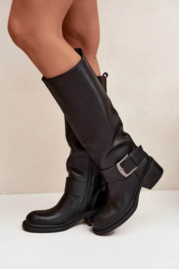 calentamiento botas de mujer reloj con hebillas de color negro Raphaela