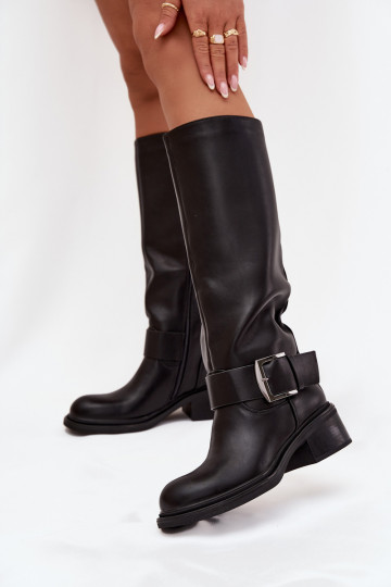 calentamiento botas de mujer reloj con hebillas de color negro Raphaela 2