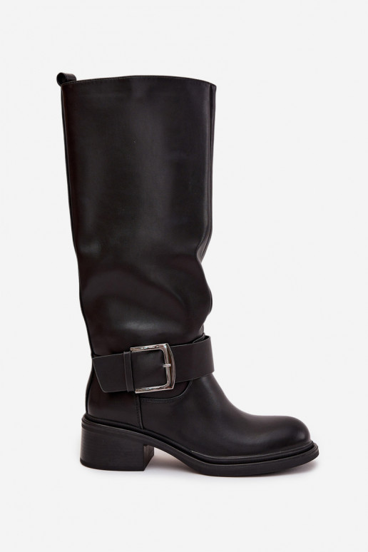 calentamiento botas de mujer reloj con hebillas de color negro Raphaela