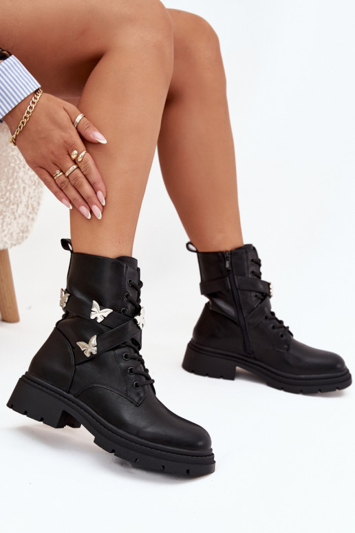 calentamiento botines de trabajo con correas I color platami Przypinkami de color negro Kaelina