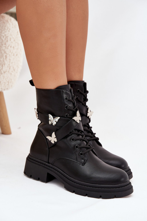 calentamiento botines de trabajo con correas I color platami Przypinkami de color negro Kaelina