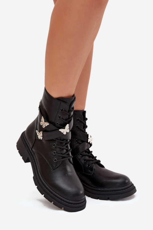 calentamiento botines de trabajo con correas I color platami Przypinkami de color negro Kaelina