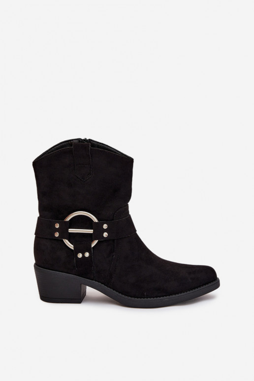 botas estilo vaquero Femenino con tacones Con decoraciones Detalem de color negro Halivine botas estilo vaquero Femenino con tacones Con decoraciones Detalem de color negro Halivine