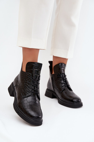 Piel Botas Con decoraciones Tłoczeniem calentamiento Vinceza 66815 de color negro