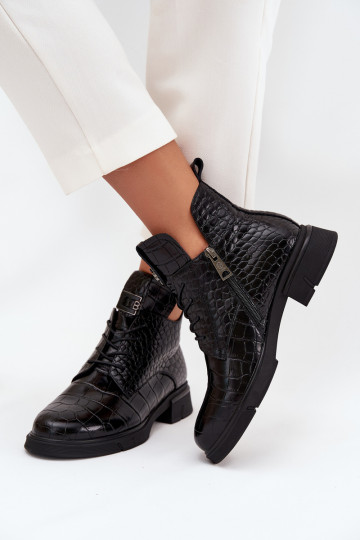 Piel Botas Con decoraciones Tłoczeniem calentamiento Vinceza 66815 de color negro 2