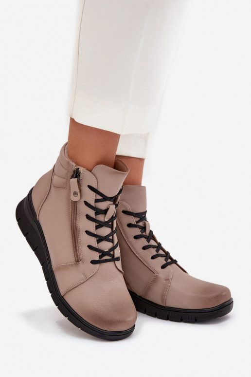 Piel Botas de mujer en una cuña calentamiento Vinceza 39963 beige Piel Botas de mujer en una cuña calentamiento Vinceza 39963 beige