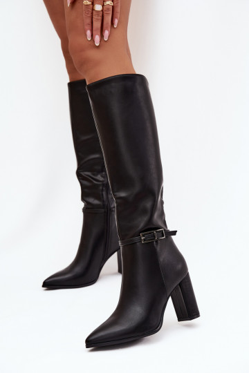 Botas cálidas con tacones con hebillas de color negro Fionelle 2