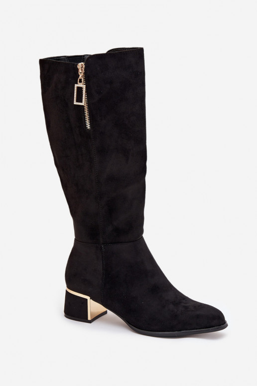 botas de mujer con taconesde gamuza ecológicau de color negro Lyvienne botas de mujer con taconesde gamuza ecológicau de color negro Lyvienne