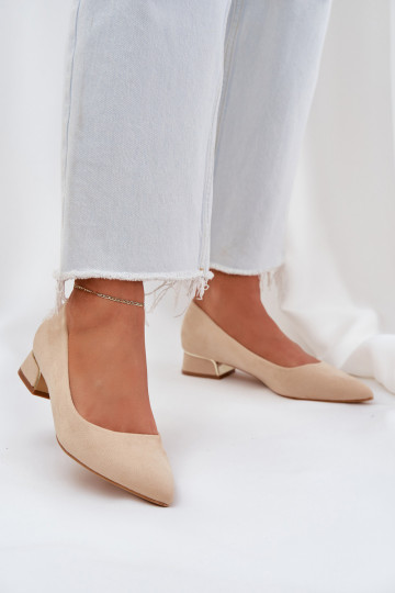 Zapatos En un tacón bajo I Szpiczastymi Noskami beige Terilara 2