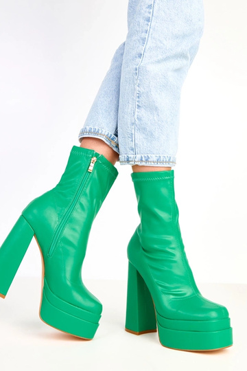 Botines verdes con columna masiva y plataforma Yasmin 2
