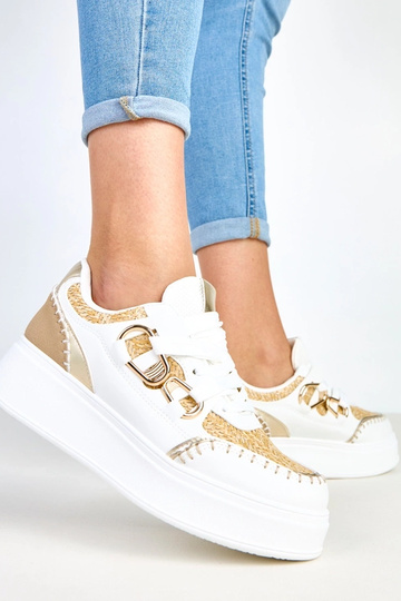 Zapatillas deportivas color arena con plataforma y detalle trenzado Lina 2