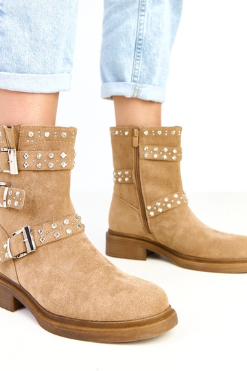 Botines marrones con circonitas de bajo tacón Brosca 2