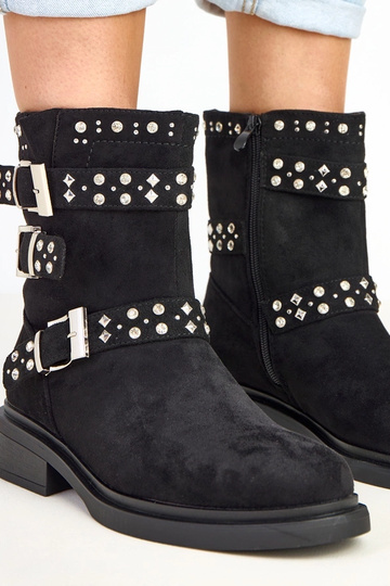 Botines negros con circonitas de bajo tacón Brosca 2