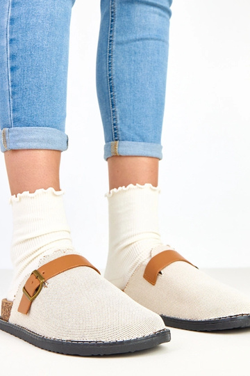 Zapatillas marrones en plataforma de corcho con hebilla Polly