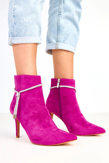 Botines violetas de tacón alto con cadena decorativa Ivey 2