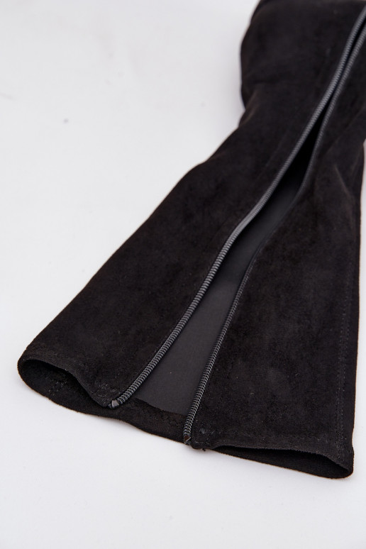 botas de mujer En un tacón bajo de gamuza ecológicaoAe Sergio Leone KZ212 de color negro