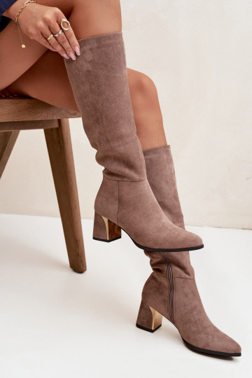 botas de mujer con tacones Ze color doradom Elemento beige Nivarae