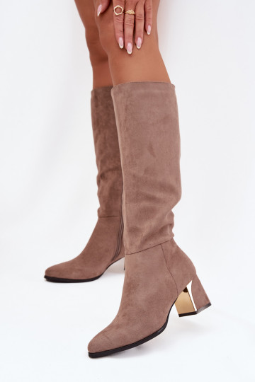 botas de mujer con tacones Ze color doradom Elemento beige Nivarae 2