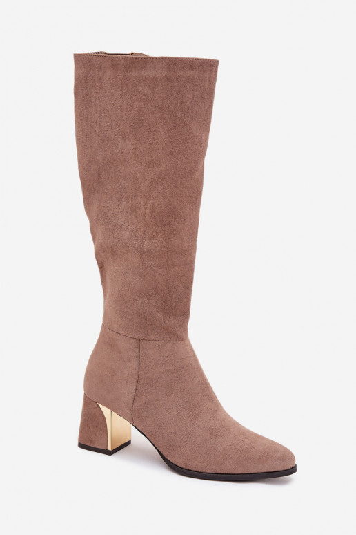 botas de mujer con tacones Ze color doradom Elemento beige Nivarae