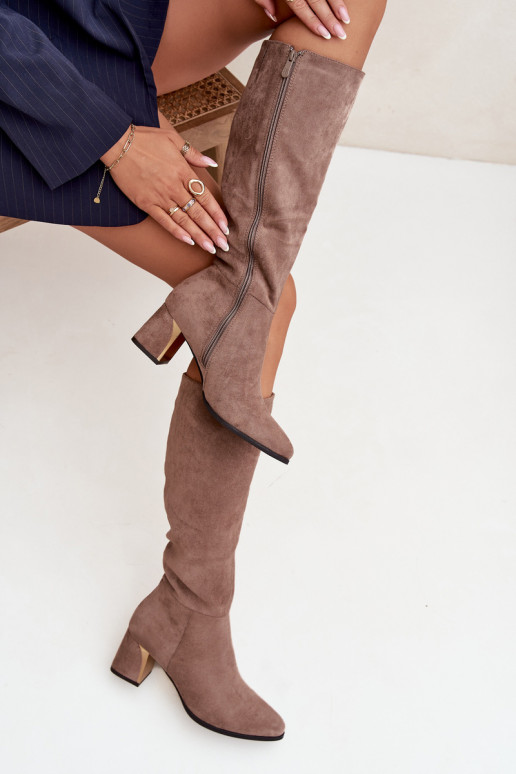 botas de mujer con tacones Ze color doradom Elemento beige Nivarae