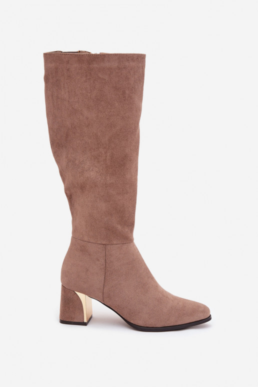 botas de mujer con tacones Ze color doradom Elemento beige Nivarae