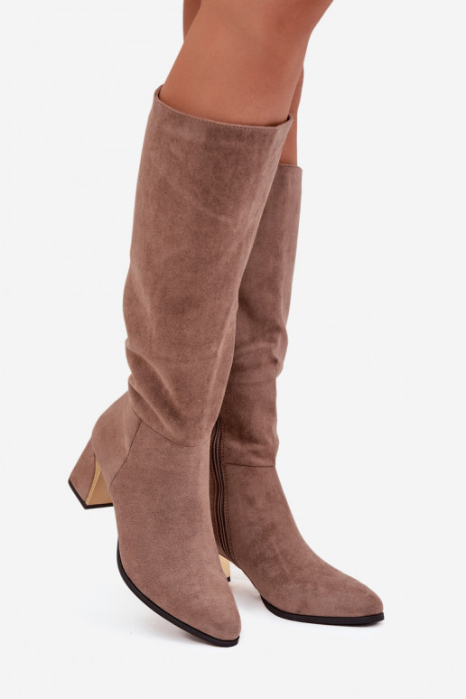 botas de mujer con tacones Ze color doradom Elemento beige Nivarae