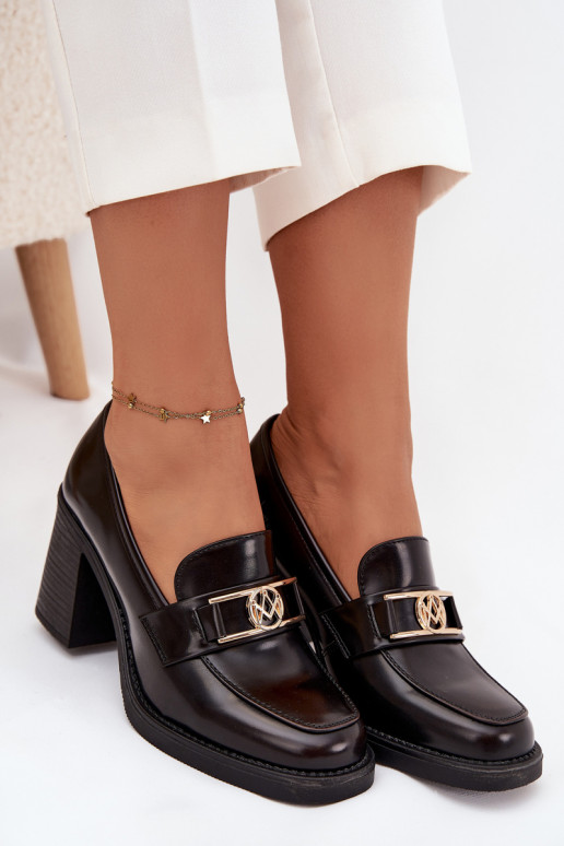 zapatos Femenino con tacones Ze color doradom Detalem CzekoladoAe Privelle